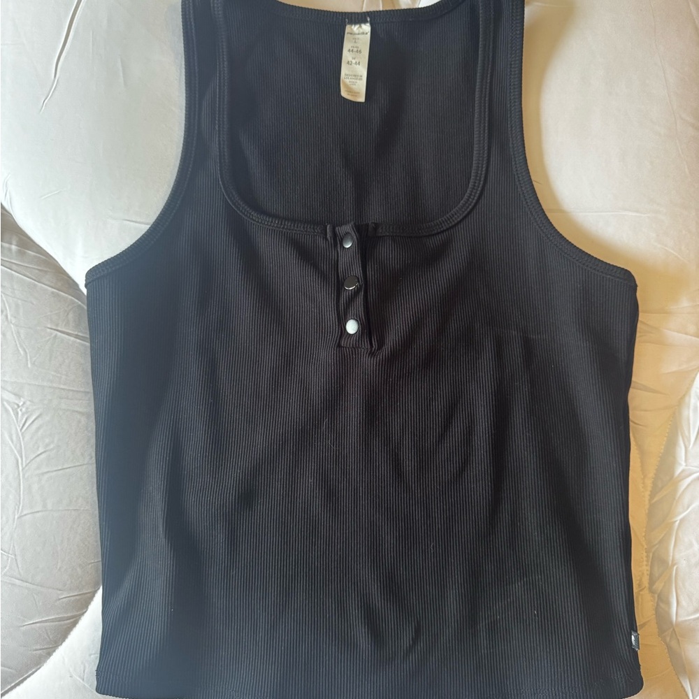Black Ribbed Tank Top
